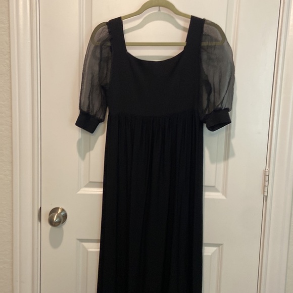 Zara Knit Maxi Black with Empire Waist Organza Sleeves - Picture 12 of 12